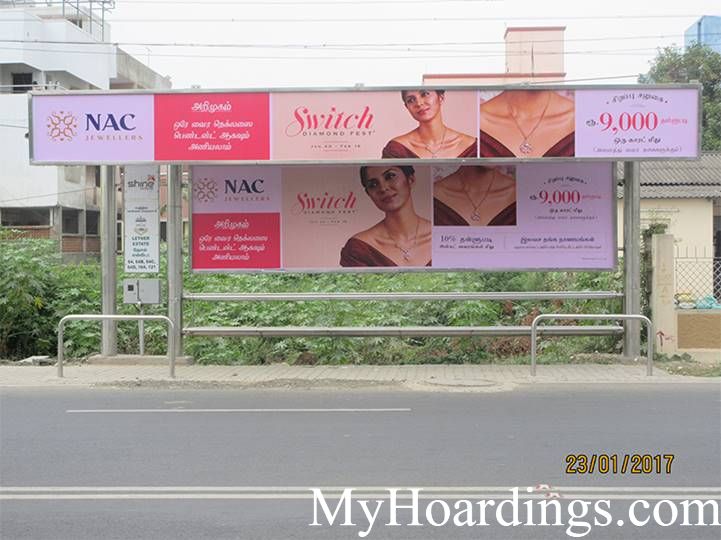 BQS Branding Agency at Leather Estate Bus Stop in Chennai, Hoardings Rates at Bus Stop in Chennai